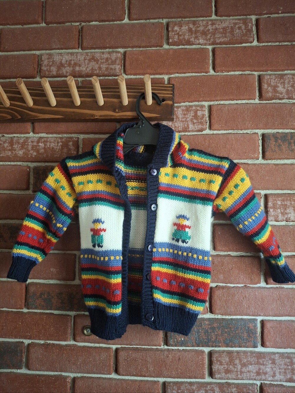 Multicolored acrylic knit cardigan